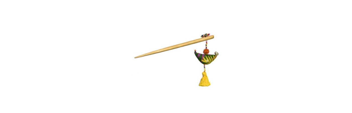 Women's Hair Stick - Dangling Ball - Bamboo/Beads